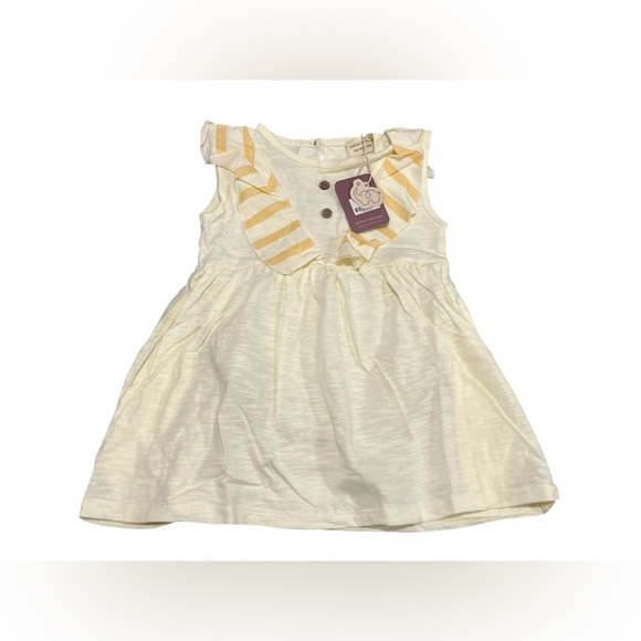 2 for $14 - Girls organic ruffle hem dress Cream/sun colour size 4-5T (120) - Picture 1 of 2